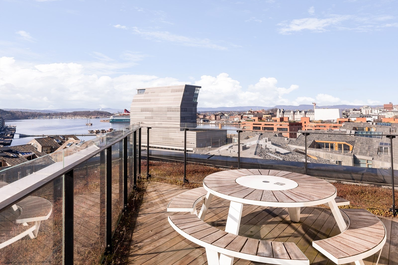I 10.etasje er det en nydelig felles takterrasse med 360-graders utsikt over Oslo! Galleribilde