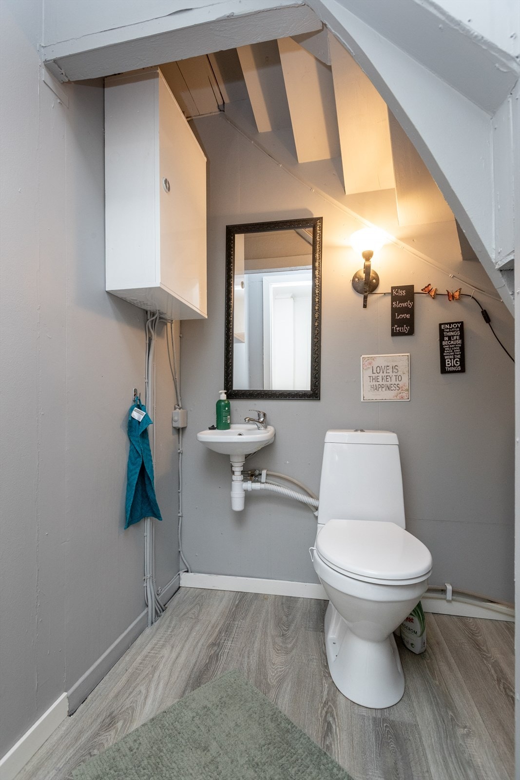 Toalettrommet har naturlig avtrekk og enkel innredning med vask og WC. Galleribilde