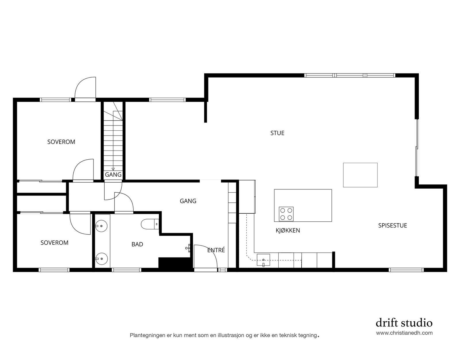Planskisse 1. etasje. Galleribilde