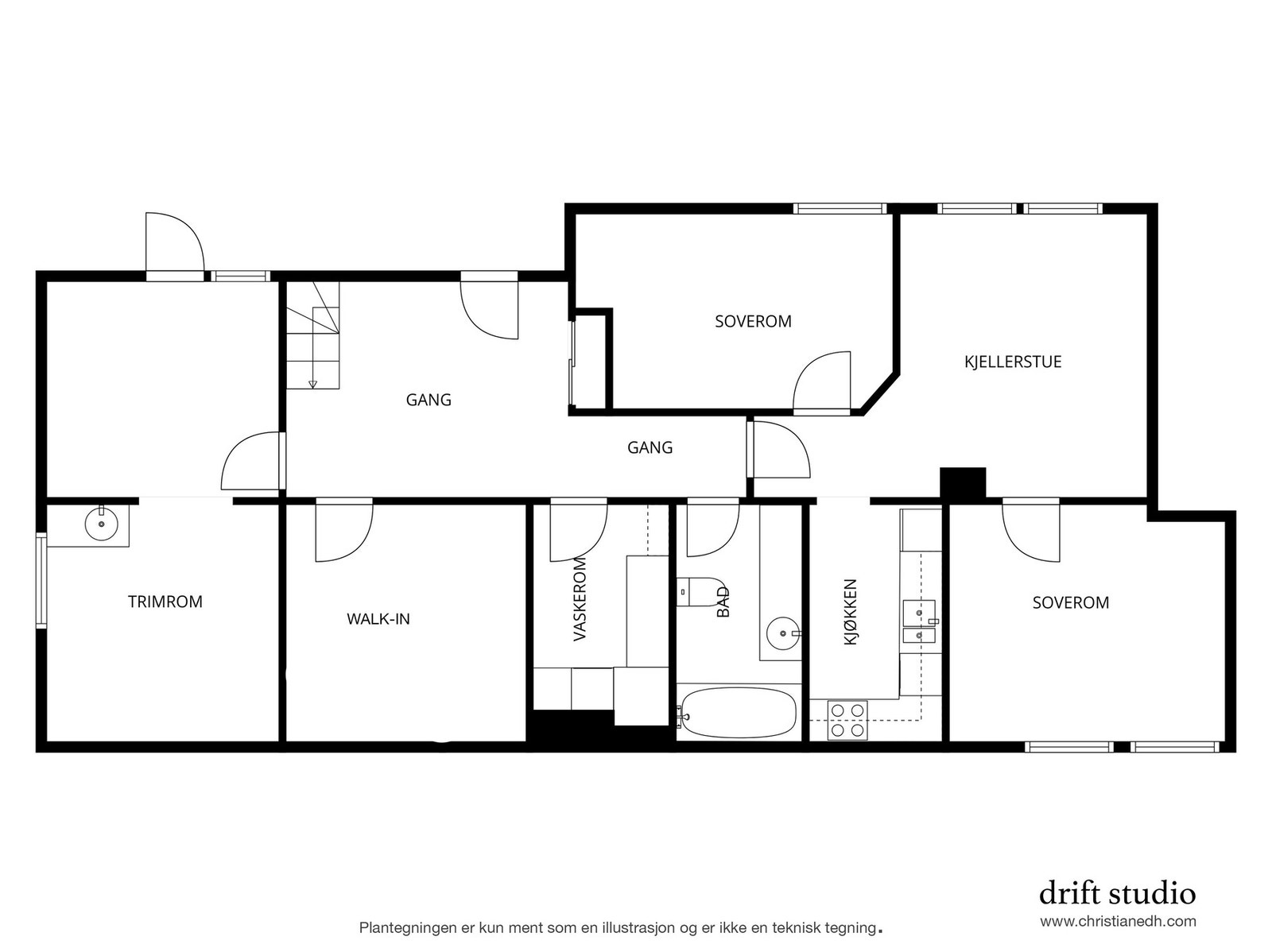 Planskisse underetasjen. Galleribilde