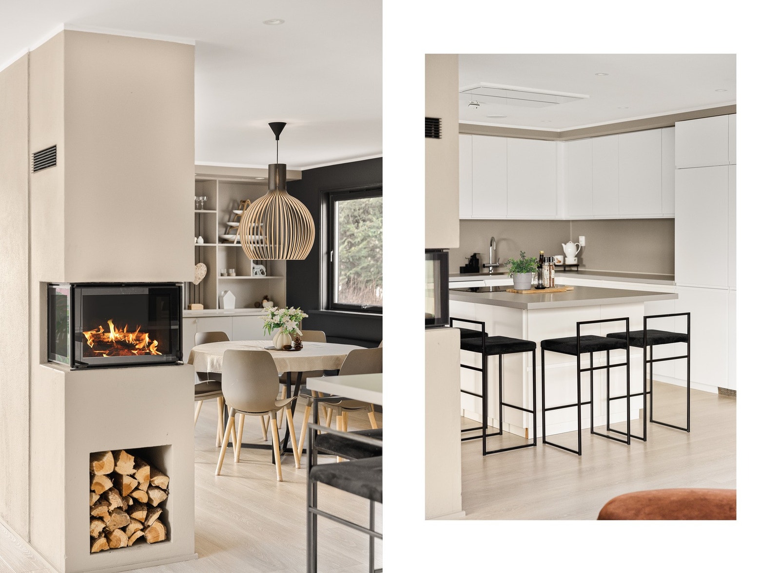 Peisovnen er strategisk plassert midt i stuen for god varme på kjølige dager. Galleribilde