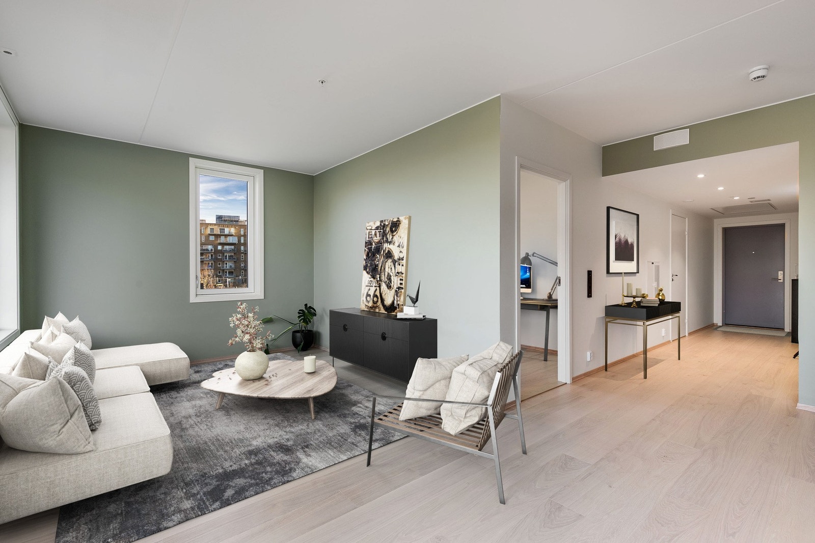 Den åpne stue/kjøkken løsningen gir gode møbleringsmuligheter. Galleribilde