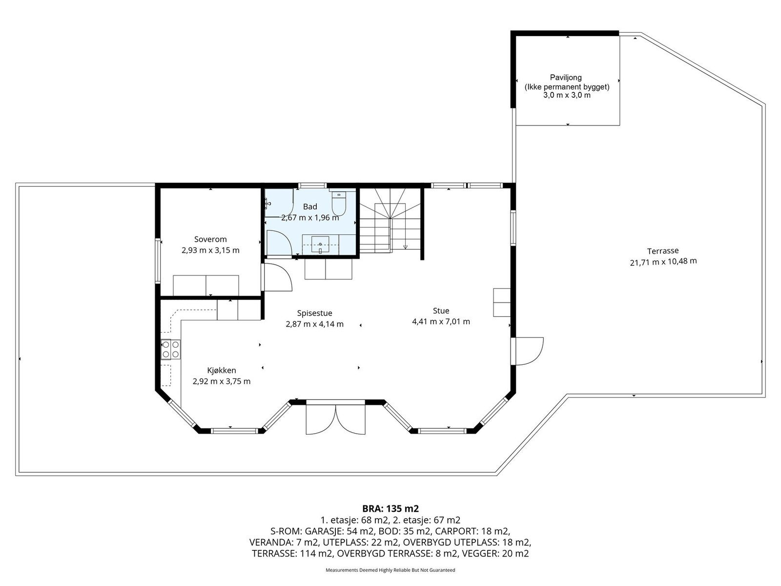 Målbar plantegning 2.etasje. Galleribilde