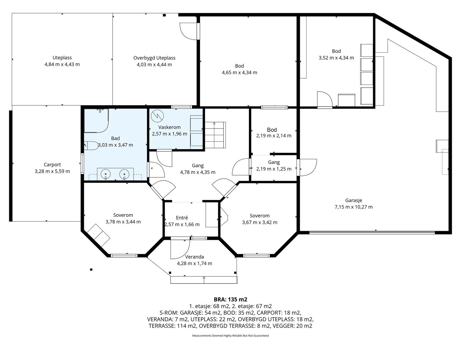 Målbar plantegning 1.etasje. Galleribilde