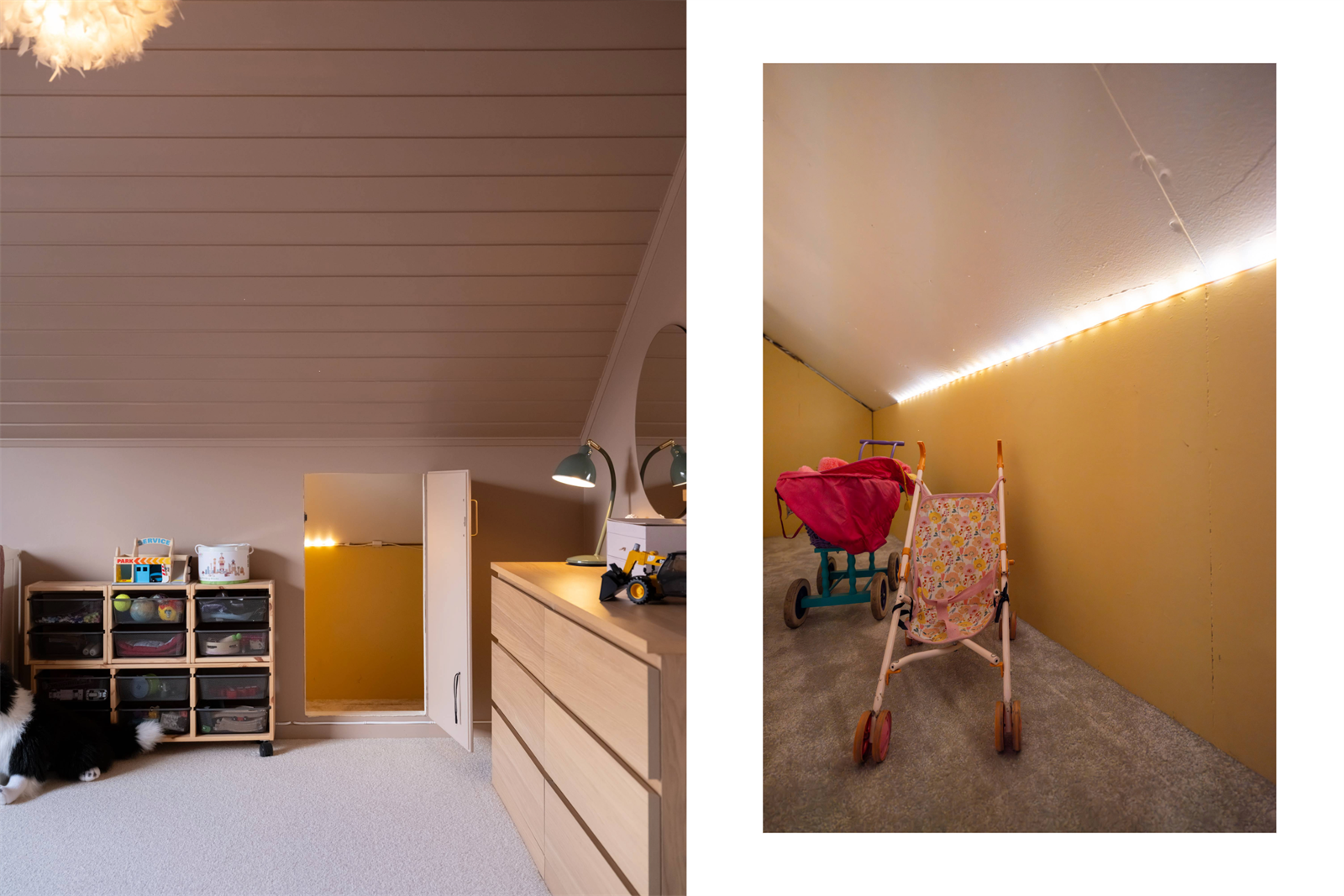 Det er et kryploft på barnerommet, perfekt for ekstra lagring eller lekerom Galleribilde