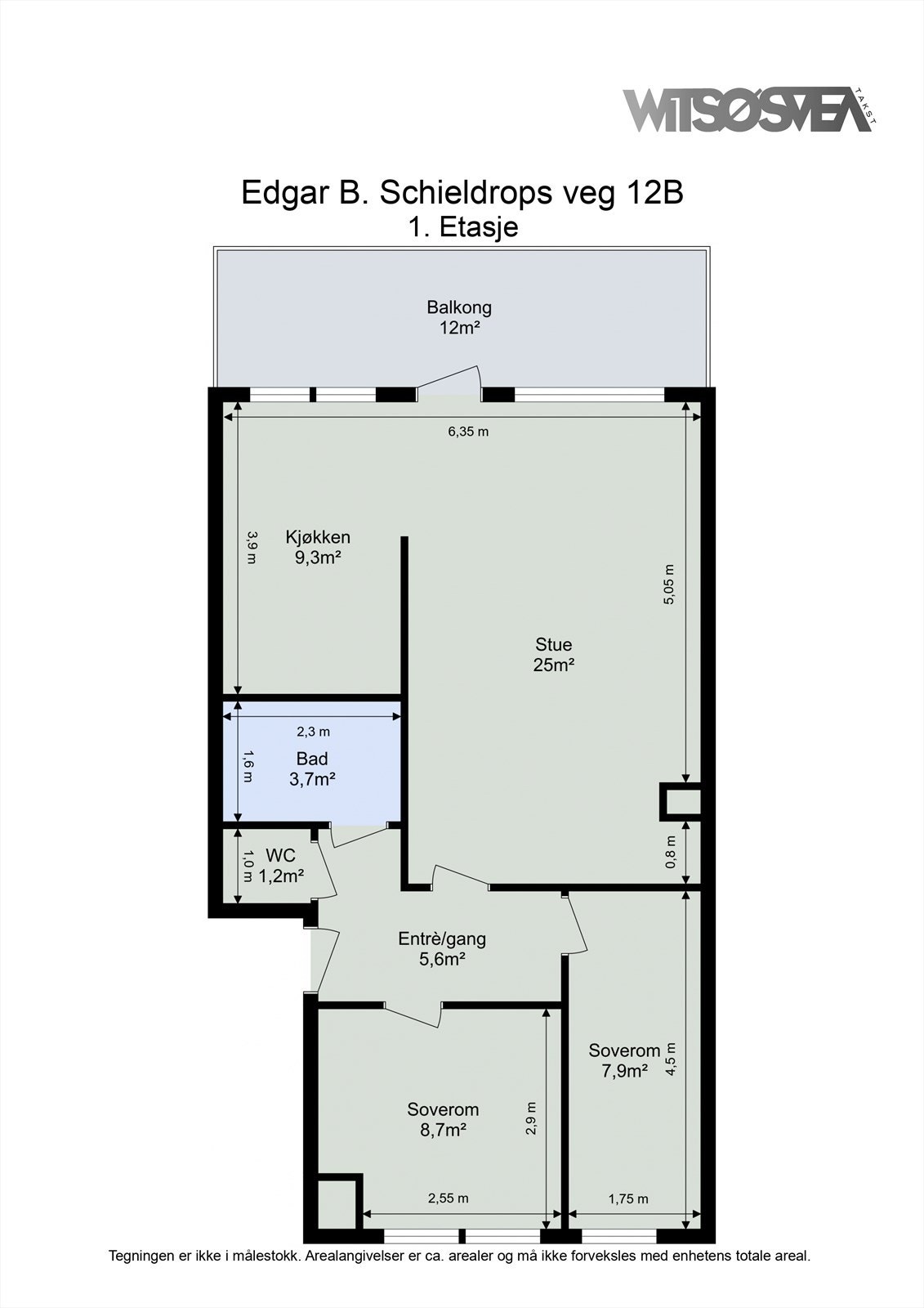 Planskisse med arealoppmåling. Galleribilde