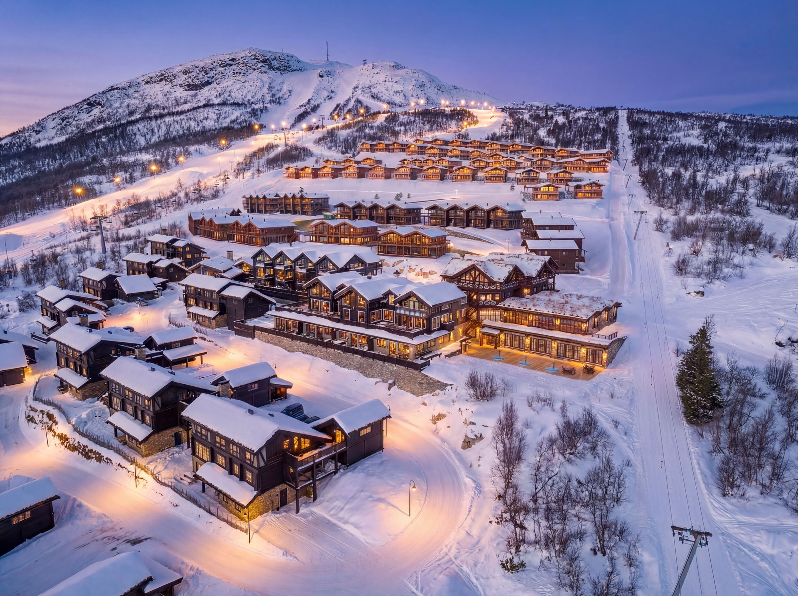 Hovden Alpin Lodge med utbygd hotell Galleribilde