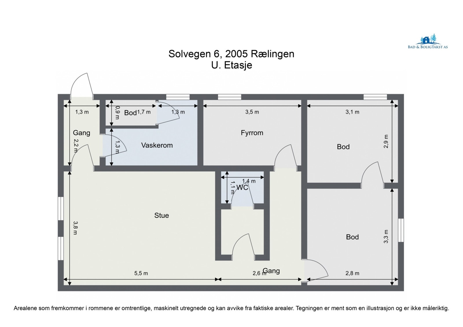 Plantegning over boligens underetasje. Galleribilde