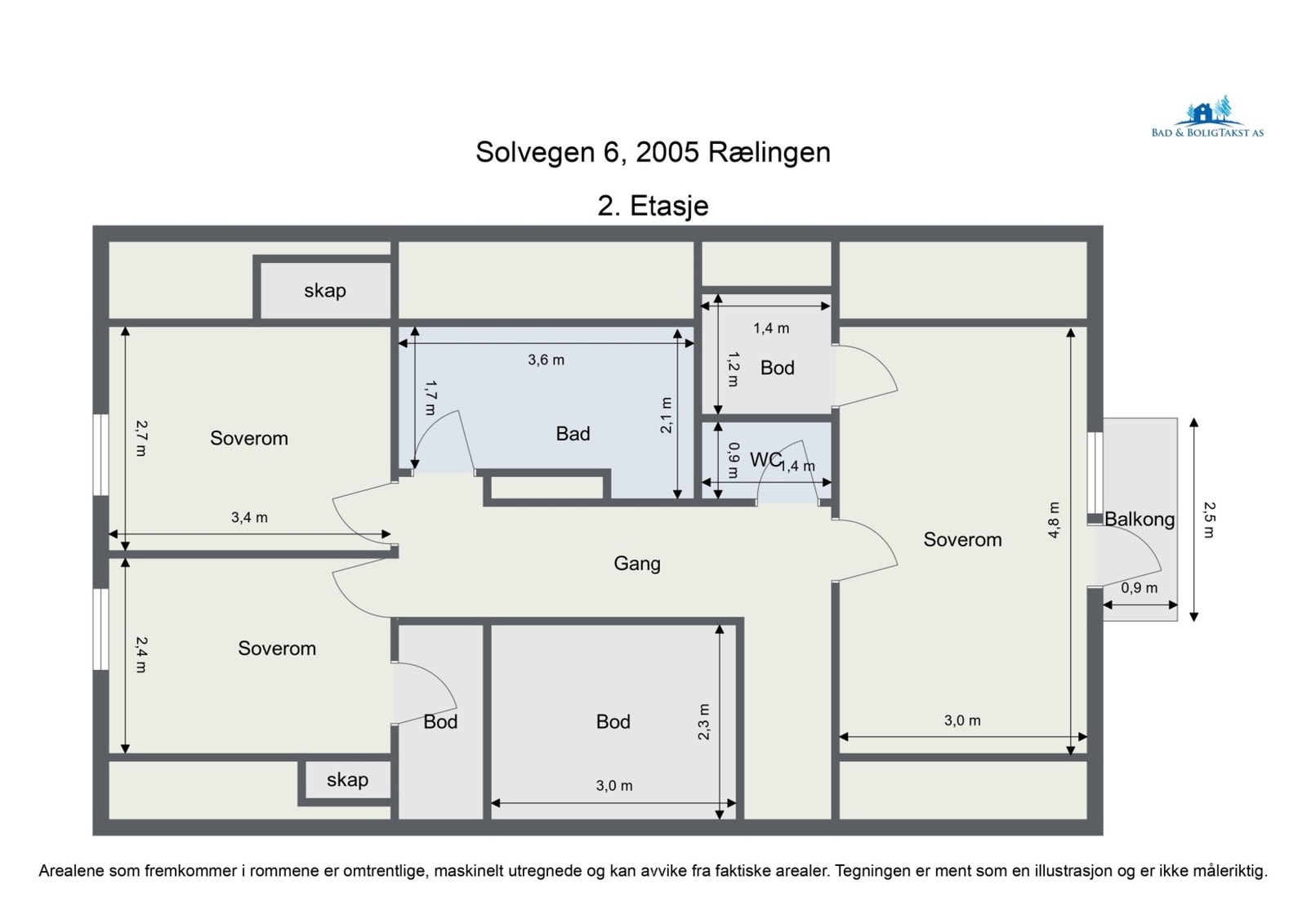 Plantegning over boligens andre etasje. Galleribilde