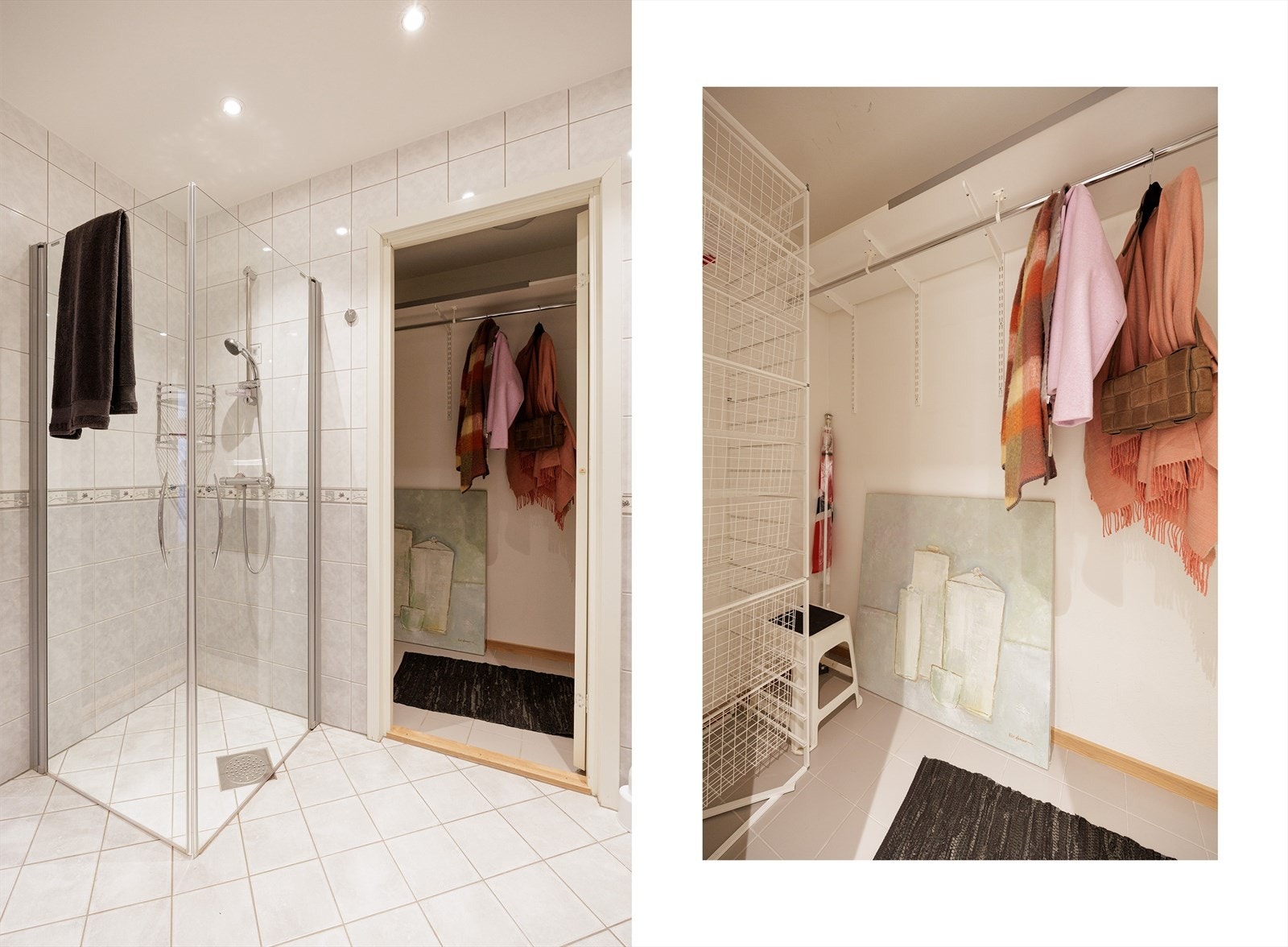 Badet har adkomst til en praktisk bod/garderobe som kan benyttes etter behov - perfekt til oppbevaring eller som ekstra garderobeløsning. Galleribilde