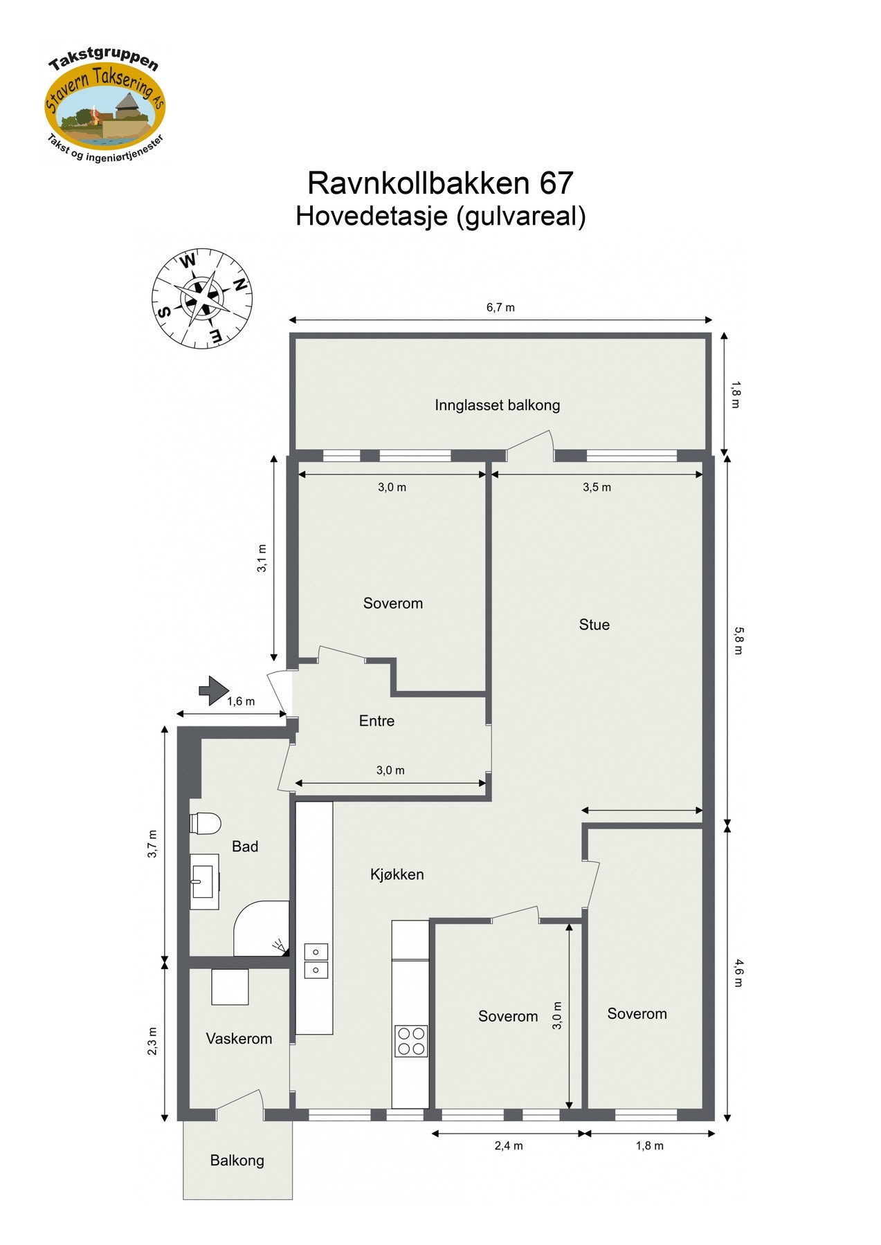 Oppmålt planløsning Galleribilde