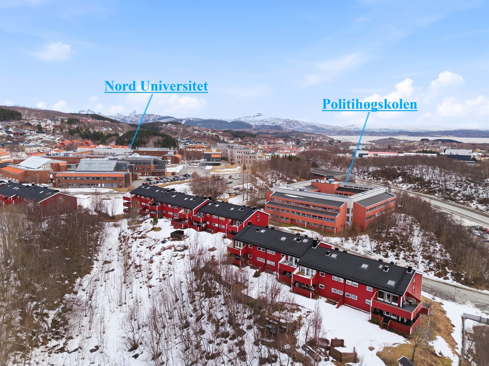 Nord Universitet, Politihøgskolen, lysløype, m.m. ligger ligger like ved Galleribilde