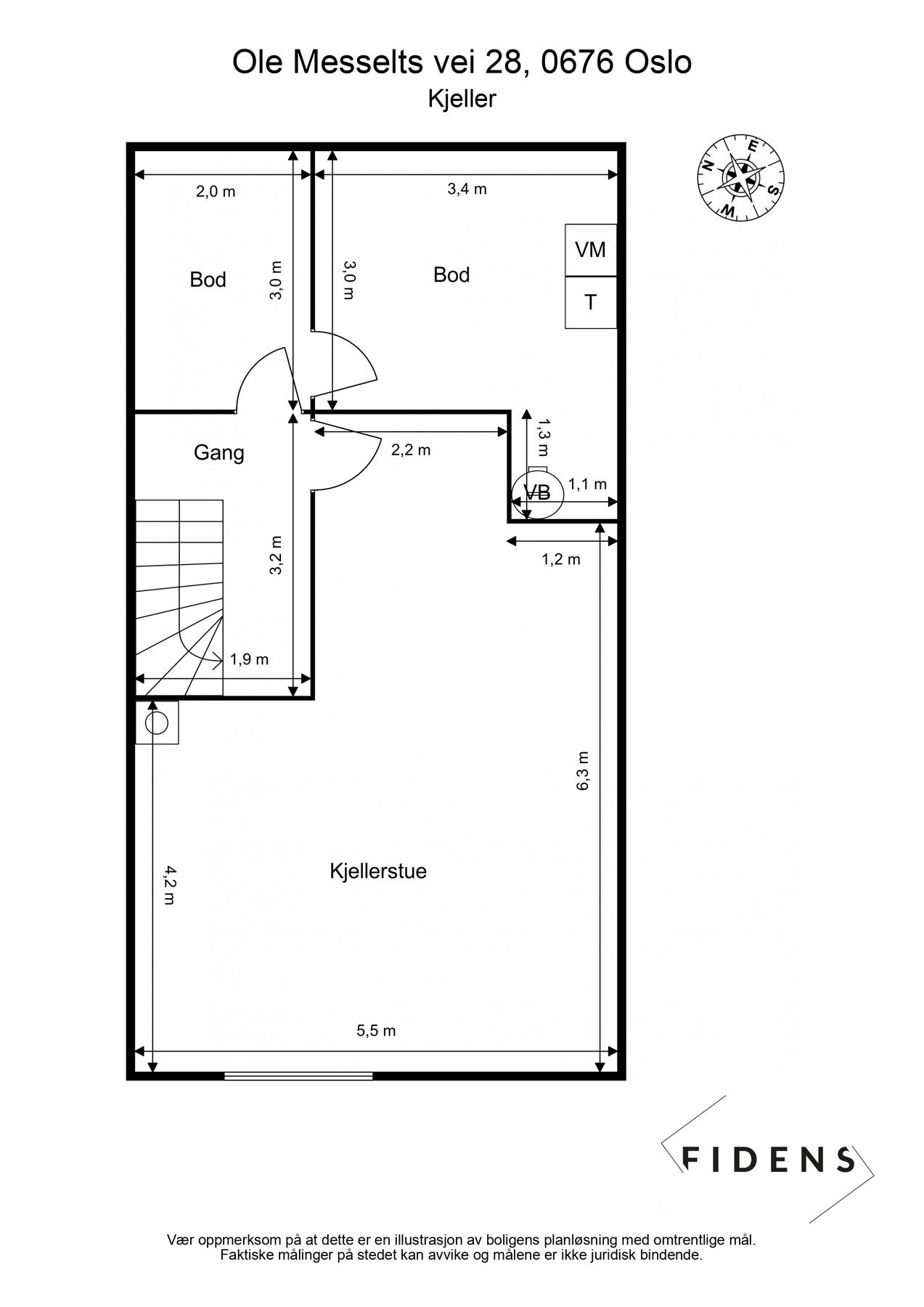 Plantegning kjeller. Galleribilde