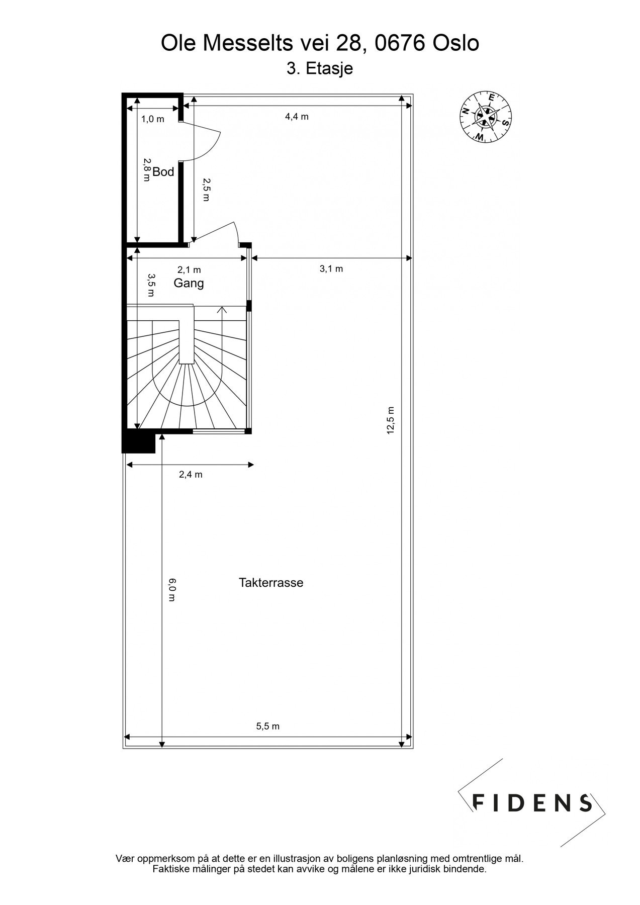 Plantegning takterrasse Galleribilde