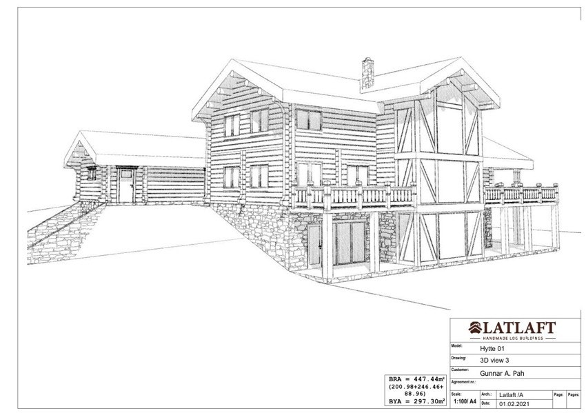 Tiltenkt hyttemodell med sokkel Galleribilde