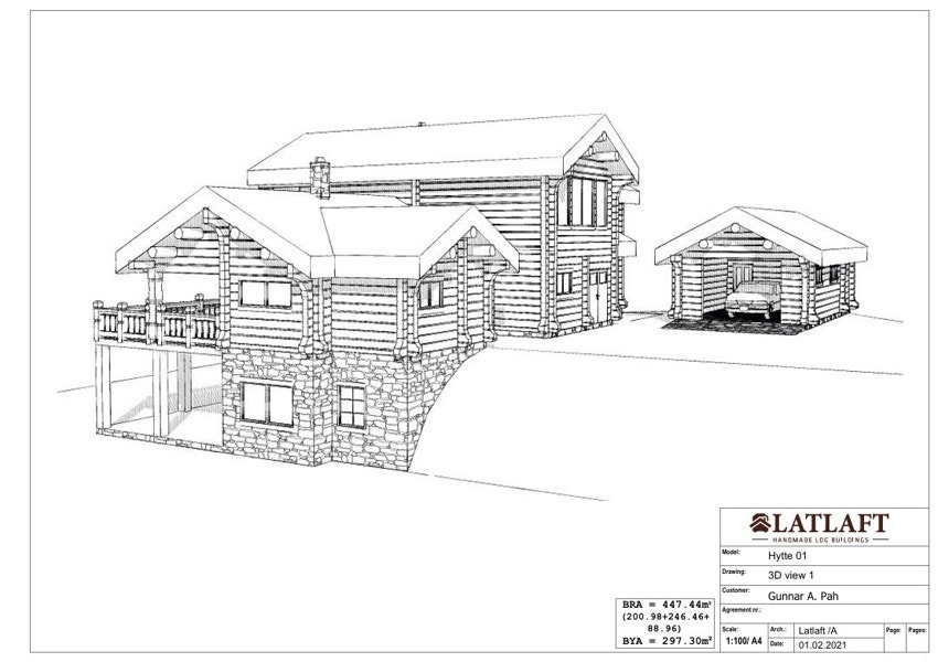 Tiltenkt hyttemodell med sokkel Galleribilde