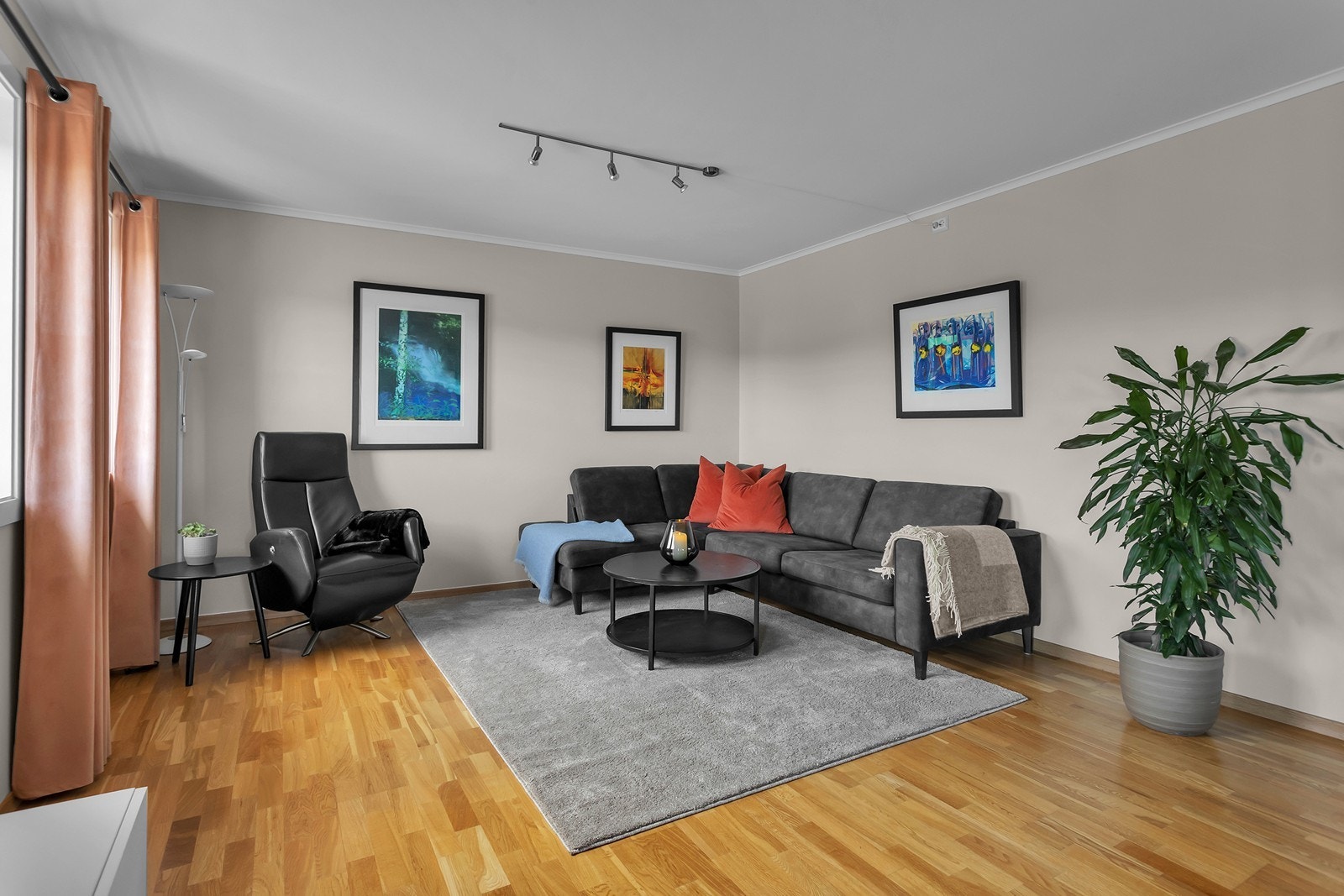 Stuen har god plass til både sofa og TV-møblement. Galleribilde