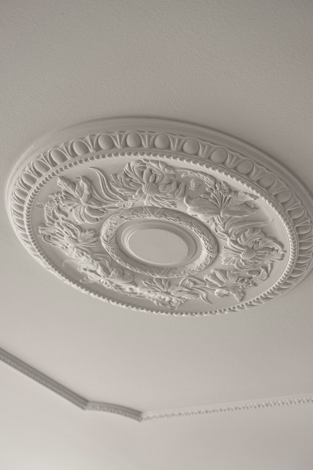 Elegant rosett og klassiske takdetaljer som tilfører boligen særpreg og tidløs karakter. Galleribilde