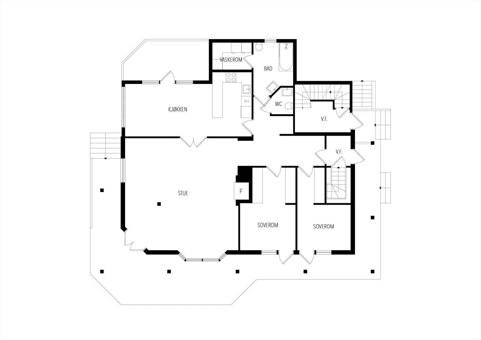 Plantegning 1. etasje Galleribilde