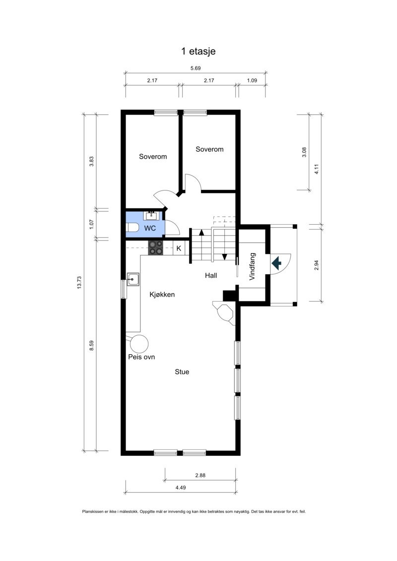Planskisse 1. etg. Galleribilde
