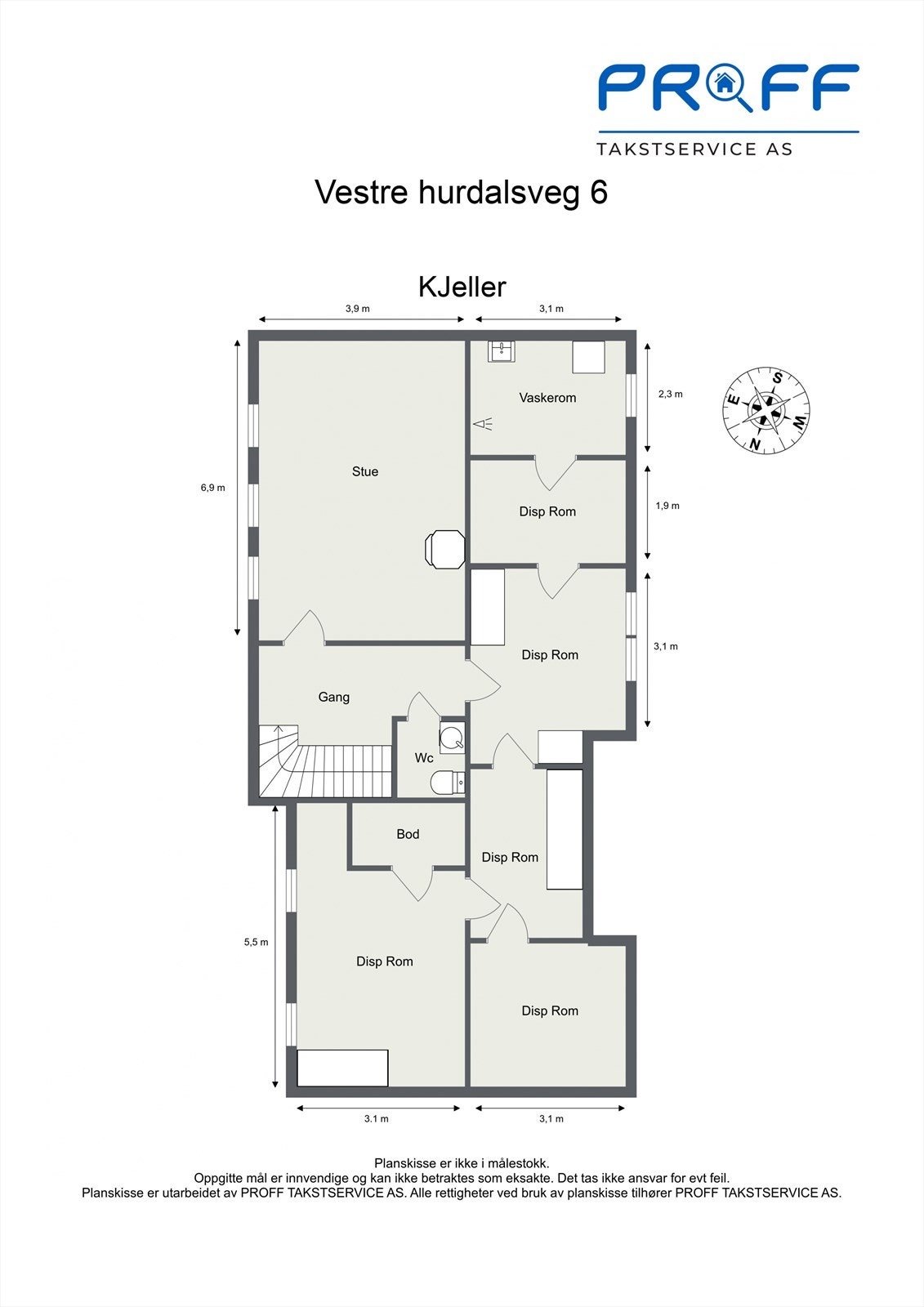 Plantegning av boligens kjelleretasje. Galleribilde