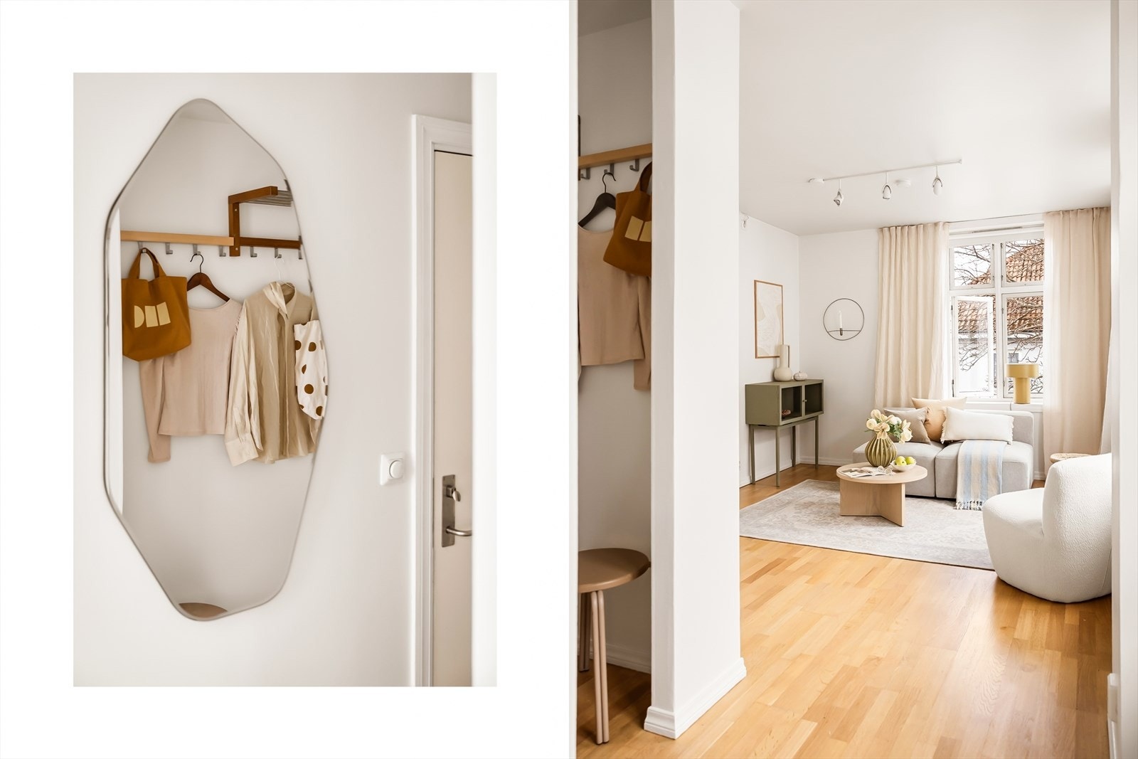 - I entréen har man plass til oppheng av yttertøy og sko - Galleribilde