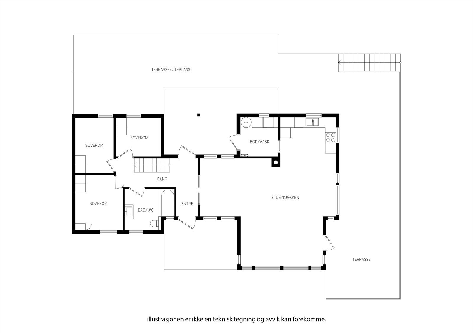 Plantegning hovedetasje. Galleribilde