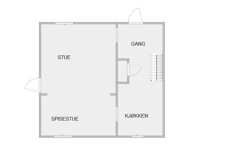 Første etasje har en praktisk planløsning med entré, kjøkken og stue/spisestue. Galleribilde