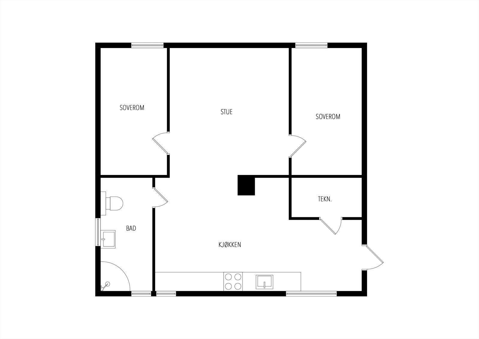 Plantegning kjeller. Ikke godkjent for varig opphold. Galleribilde