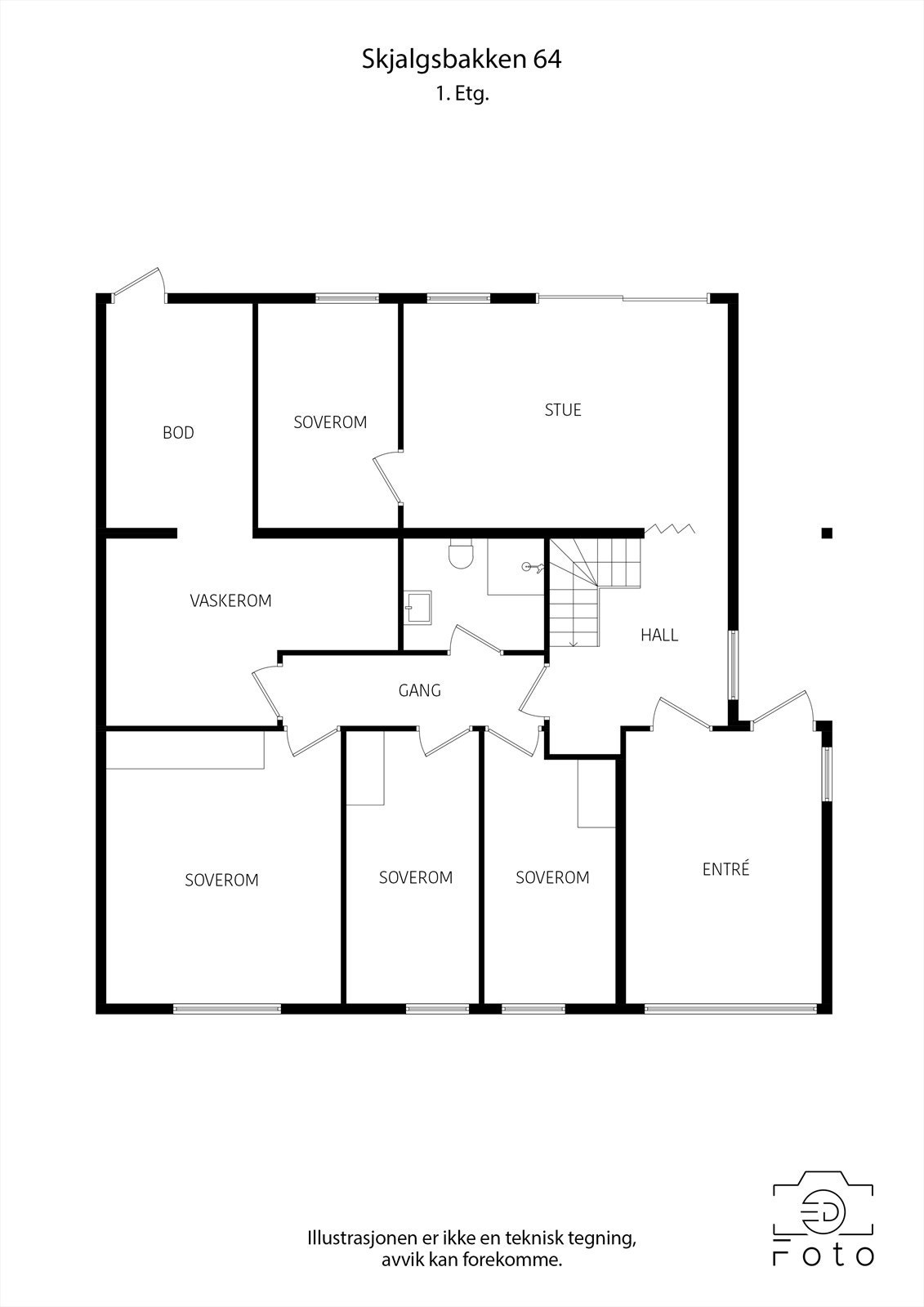 Plantegning 1. etasje Galleribilde