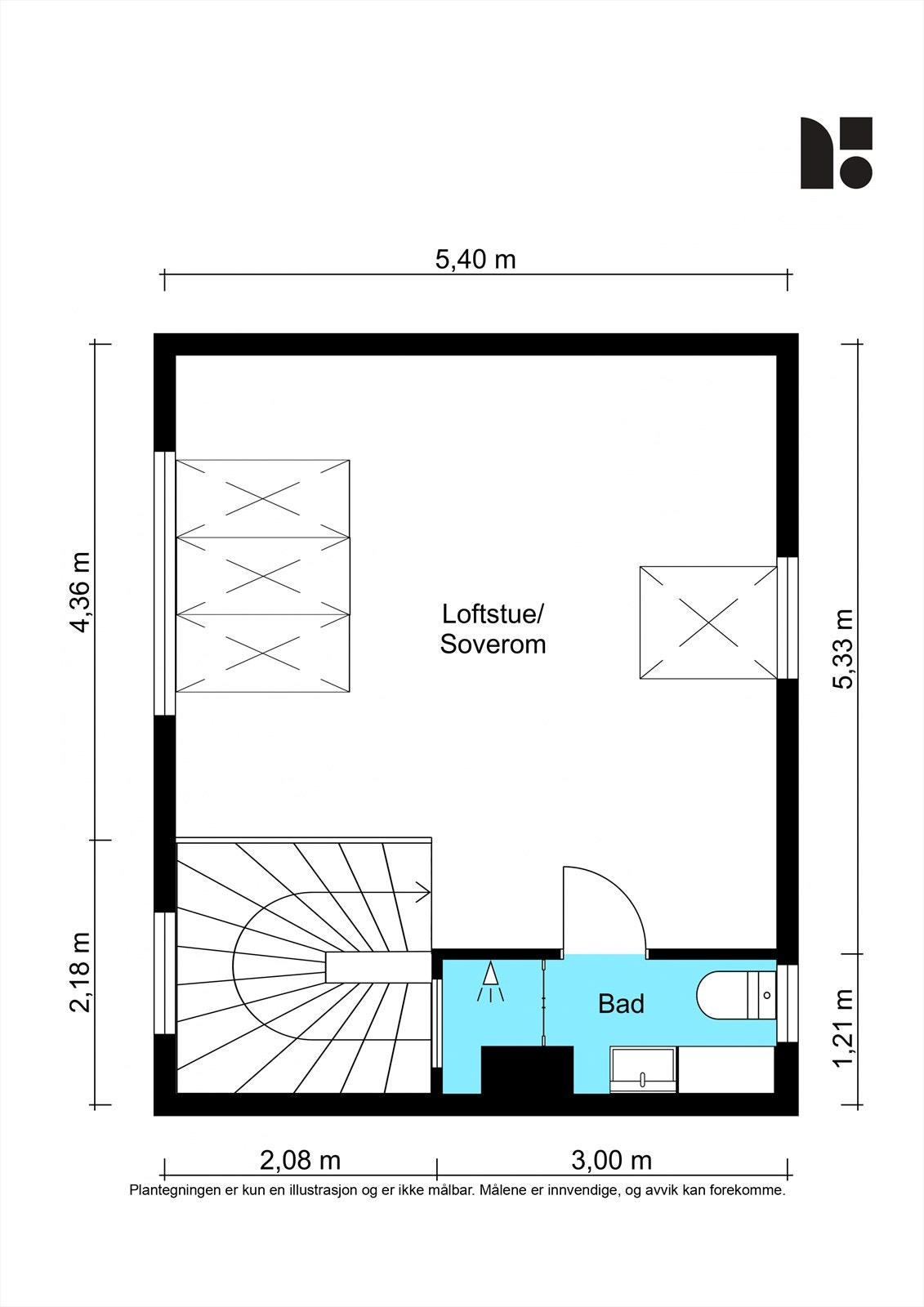 Plantegning for 3. etasje/loftsetasje Galleribilde