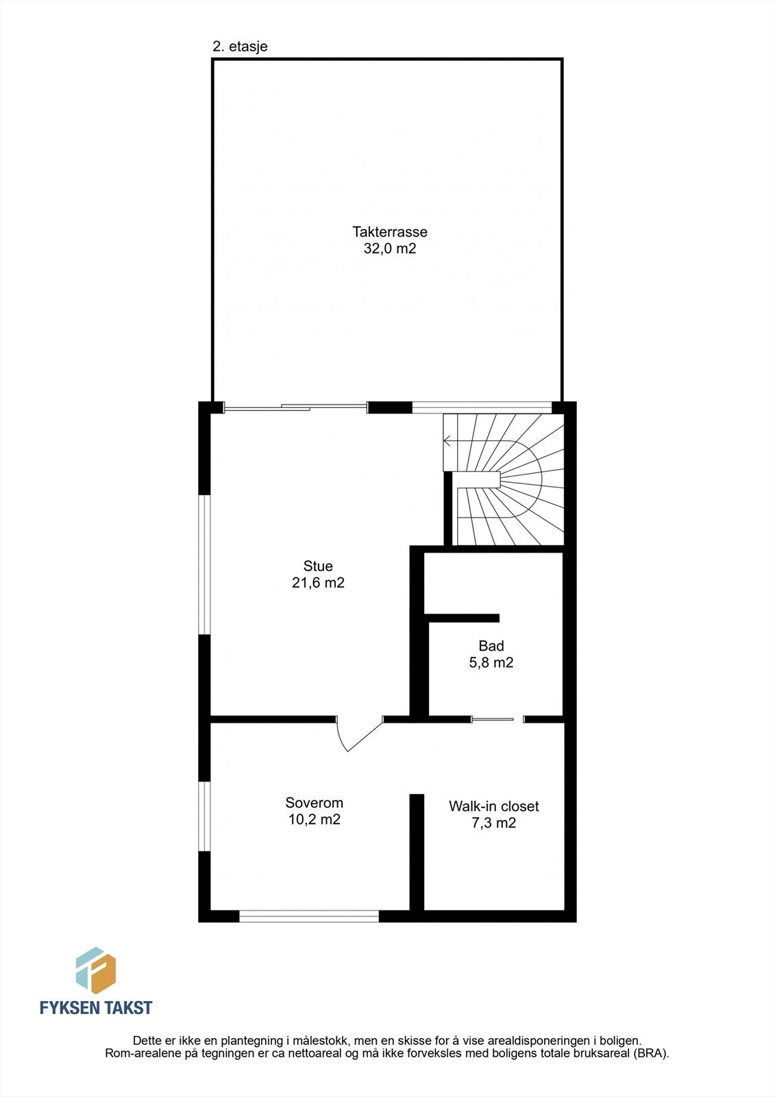 Toppetasjen inneholder en ekstra stue, hovedsoverom, bad, walk-in closet og en takterrasse på 32 m². Galleribilde