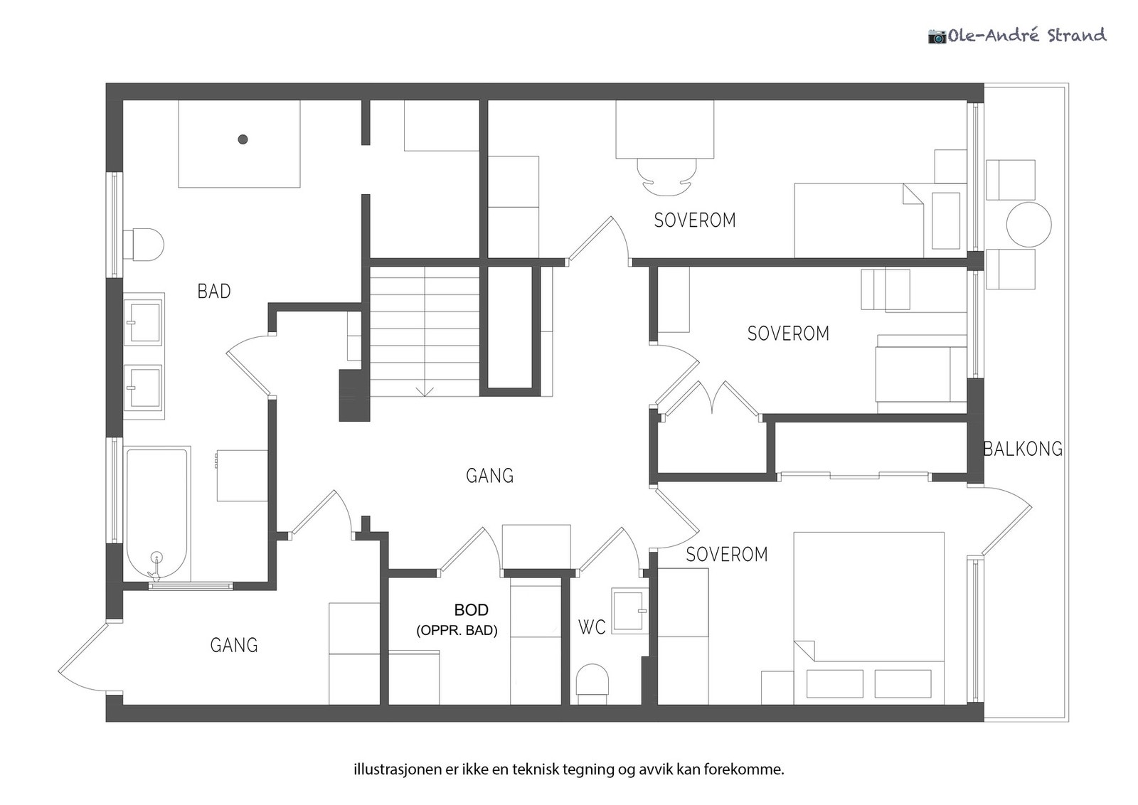 Hovedetasjen har et areal på 74 m² | Utgang til altan på 7 m² Galleribilde