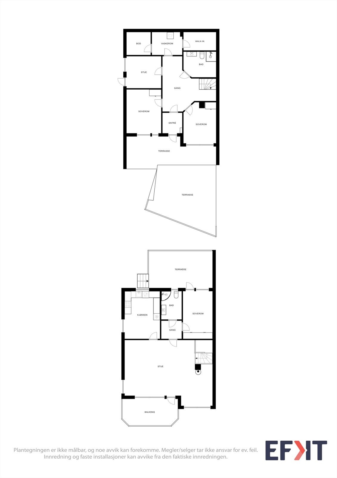 Boligen har et samlet bruksareal på 155 m² fordelt over to plan, med en praktisk løsning. Galleribilde
