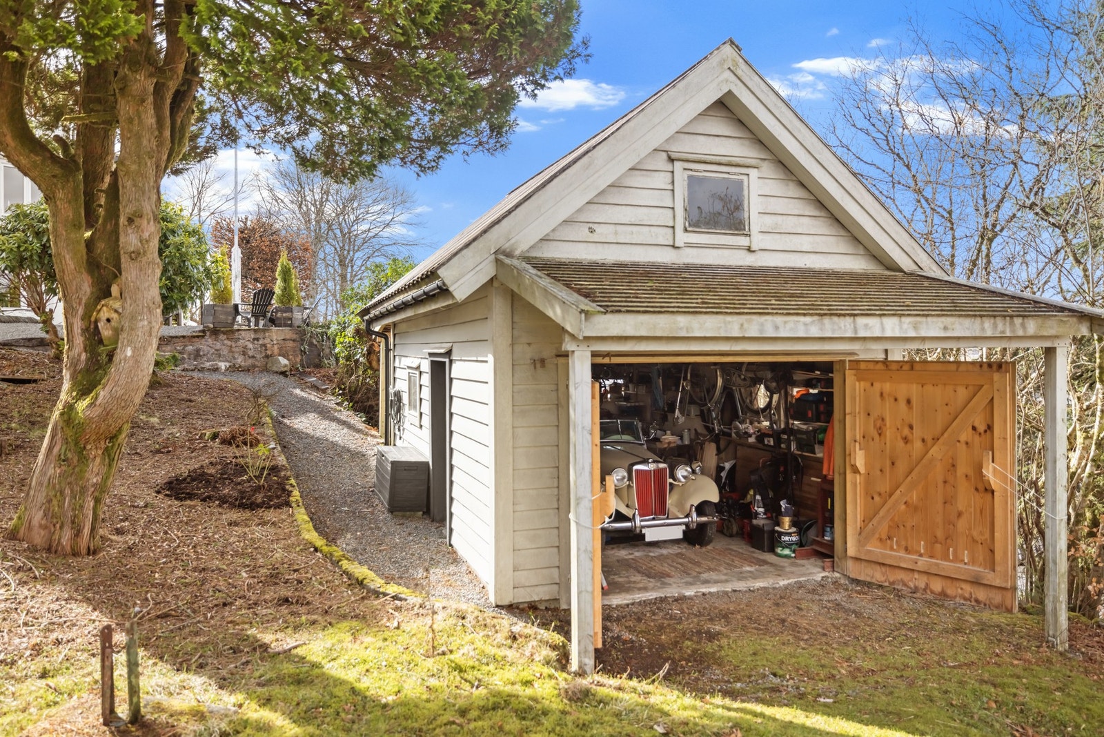 Uthuset brukes i dag til lagring av veteranbil. Galleribilde