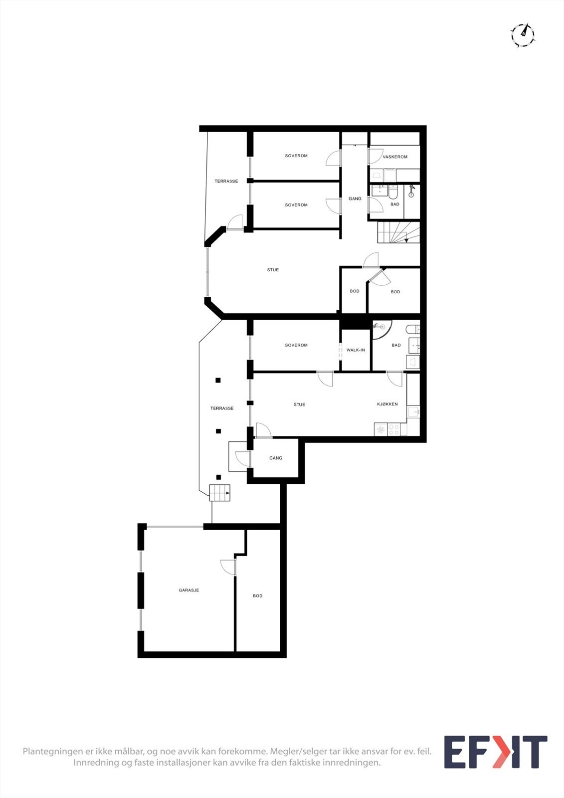 Underetasjen er smart inndelt med en hoveddel som inneholder stue og to soverom, samt en separat, godkjent utleiedel. Galleribilde