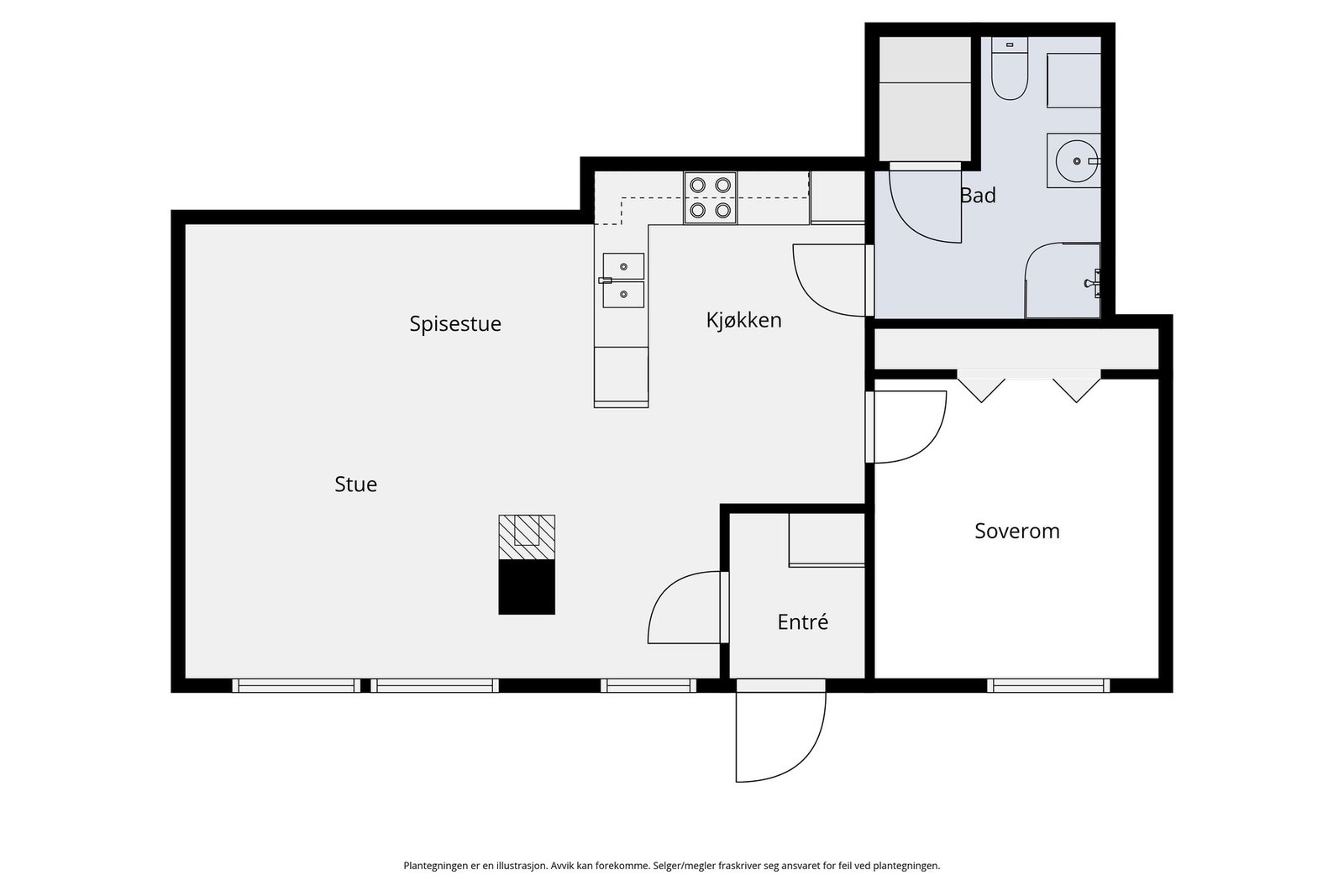 Plantegning hybel. Galleribilde