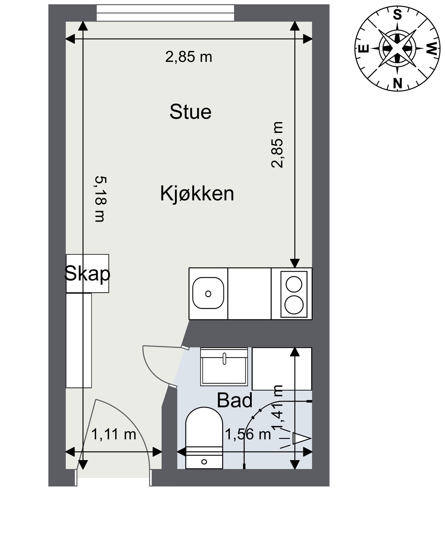 Målsatt plantegning. Galleribilde