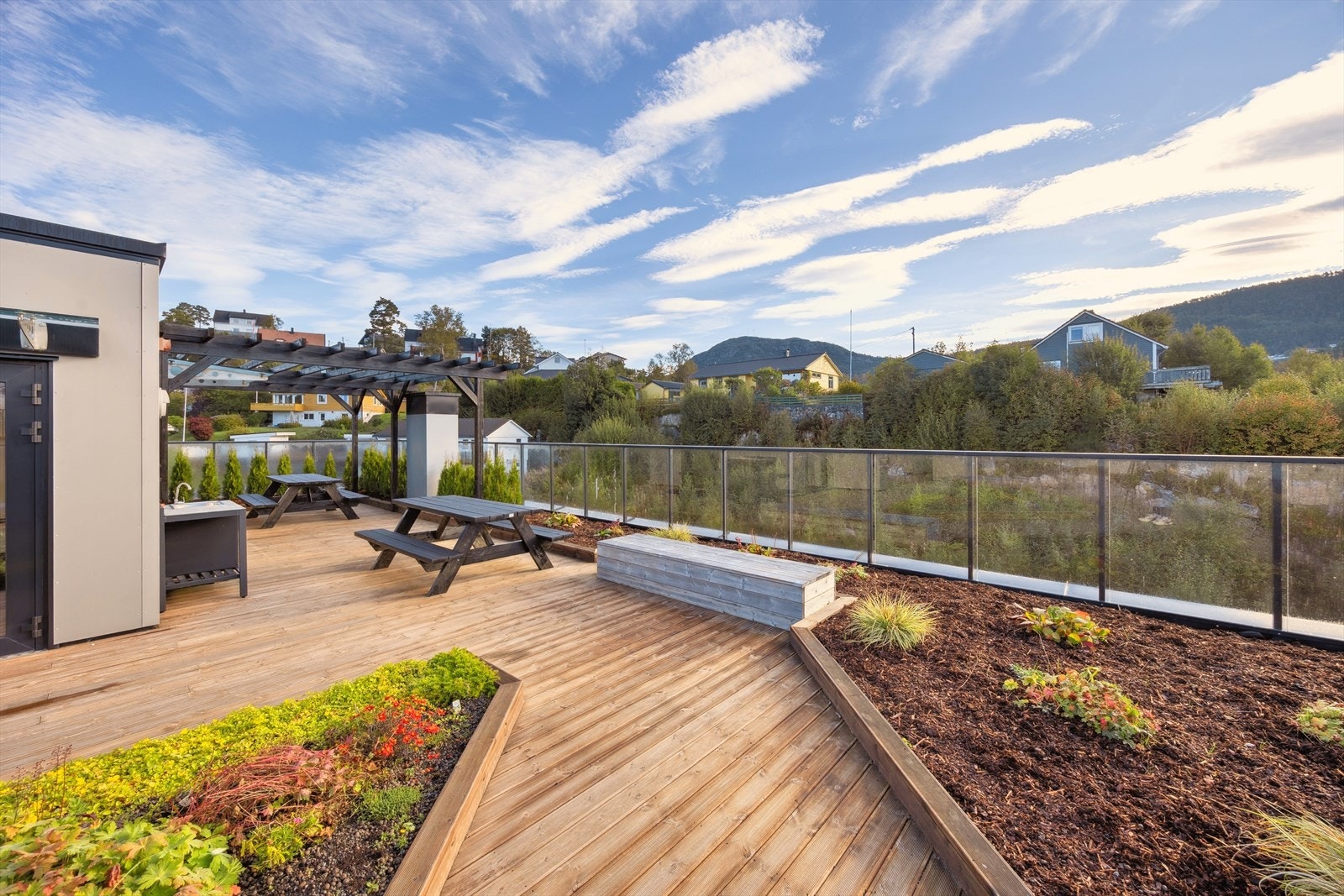 Stor felles takterrasse. Galleribilde