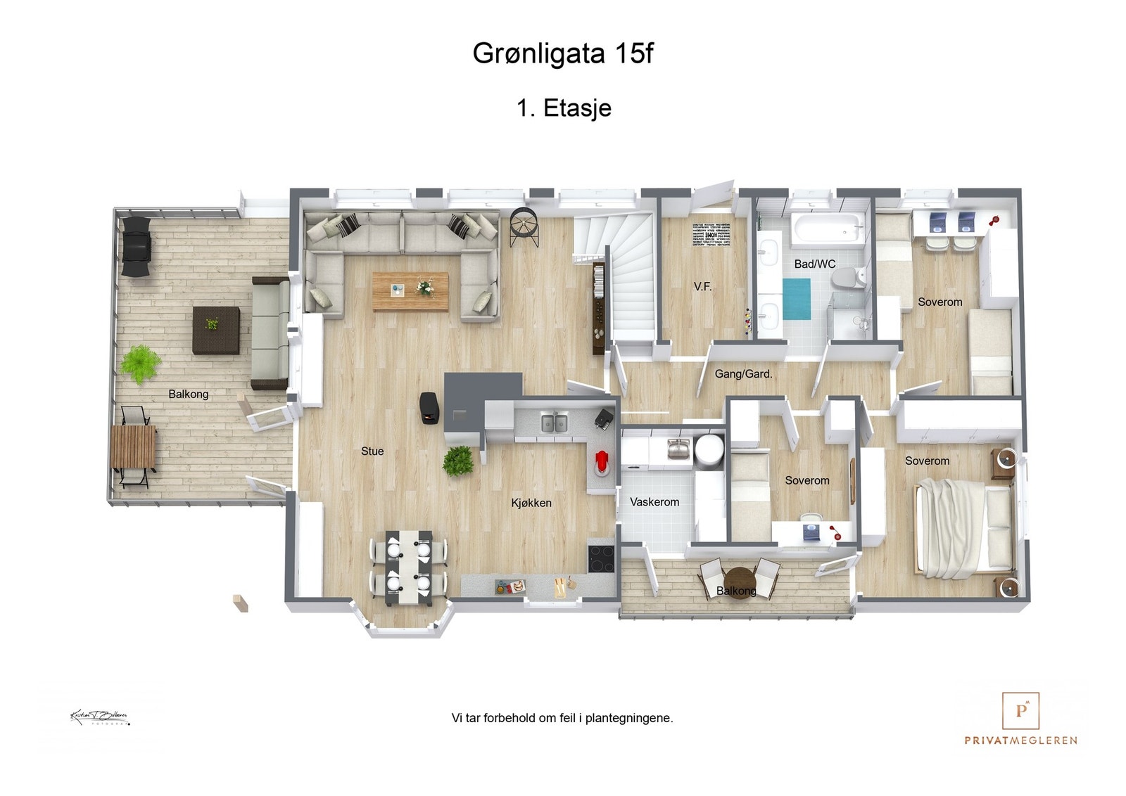 3 D plantegning hovedetasje Galleribilde
