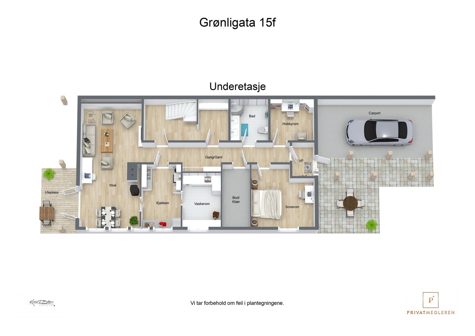3 D plantegning underetasje Galleribilde