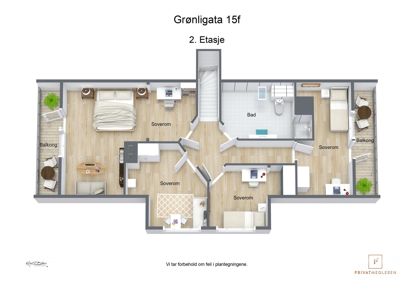 3 D plantegning loftsetasje Galleribilde
