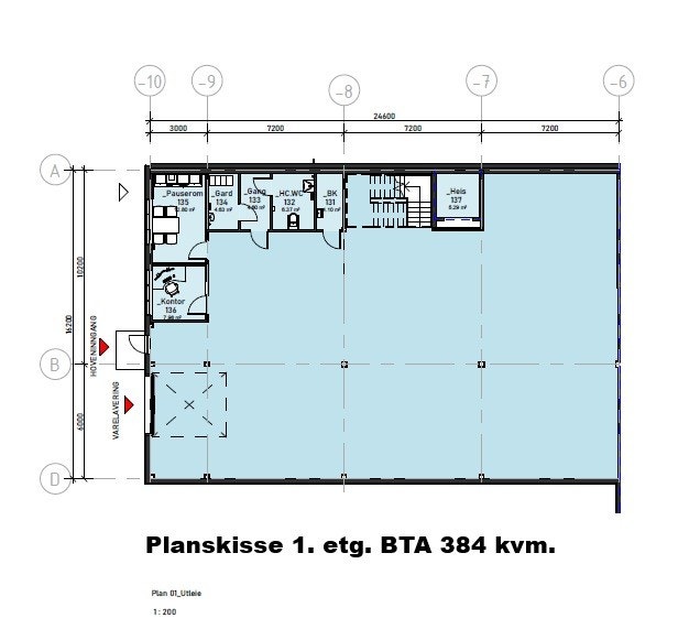 Planskisse 1. etg. BTA 384 kvm. Galleribilde