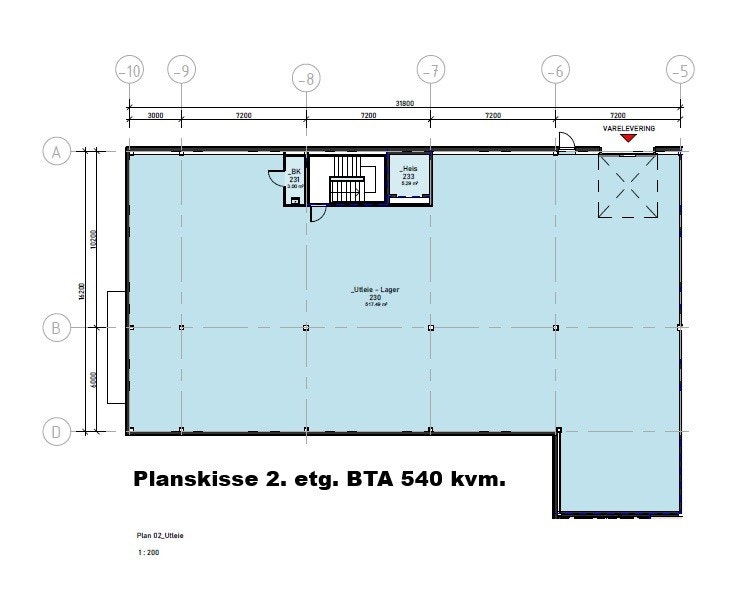 Planskisse 2. etg BTA 540 kvm (Bakkeplan) Galleribilde