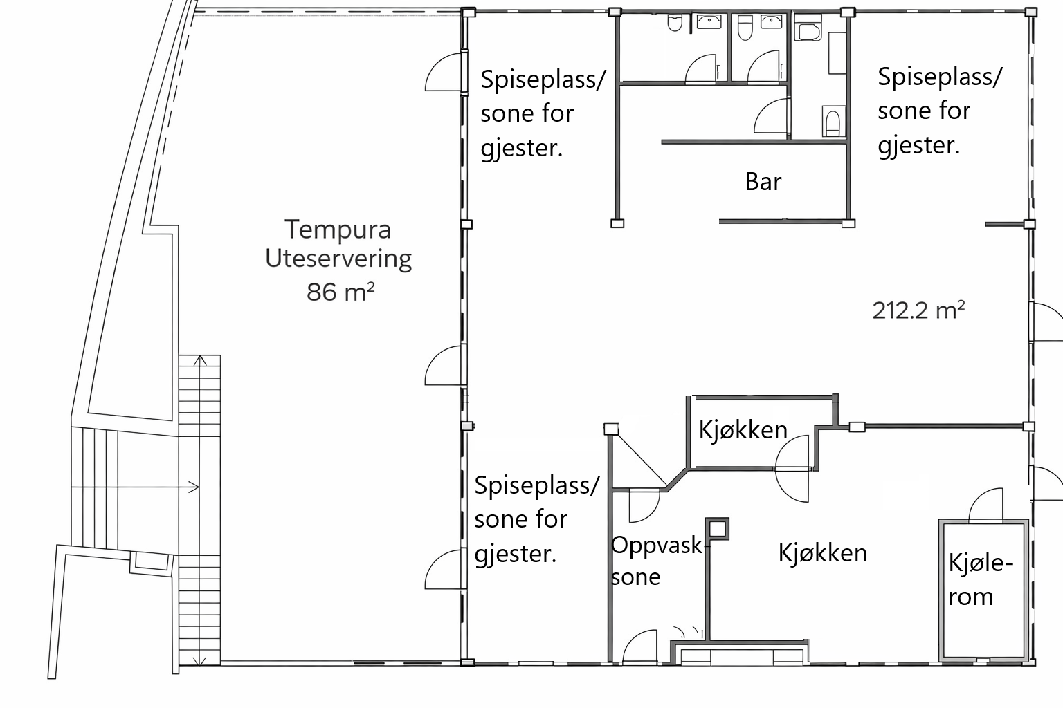 Omtrentlig plantegning med noen avvik. Galleribilde