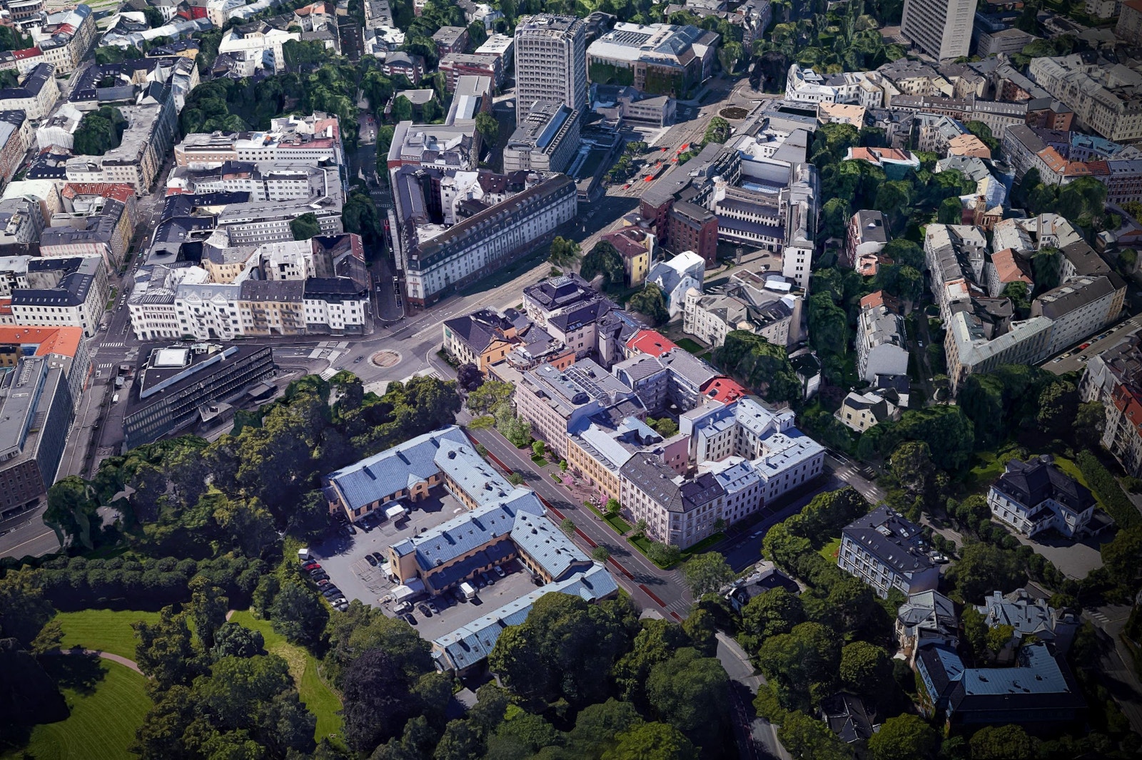 Parkkvartalet - Parkveien 53/55 (Flyfoto) Galleribilde