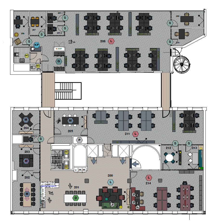 Parkkvartalet - Parkveien 55 - Plantegning kontor, 2.etasje Galleribilde