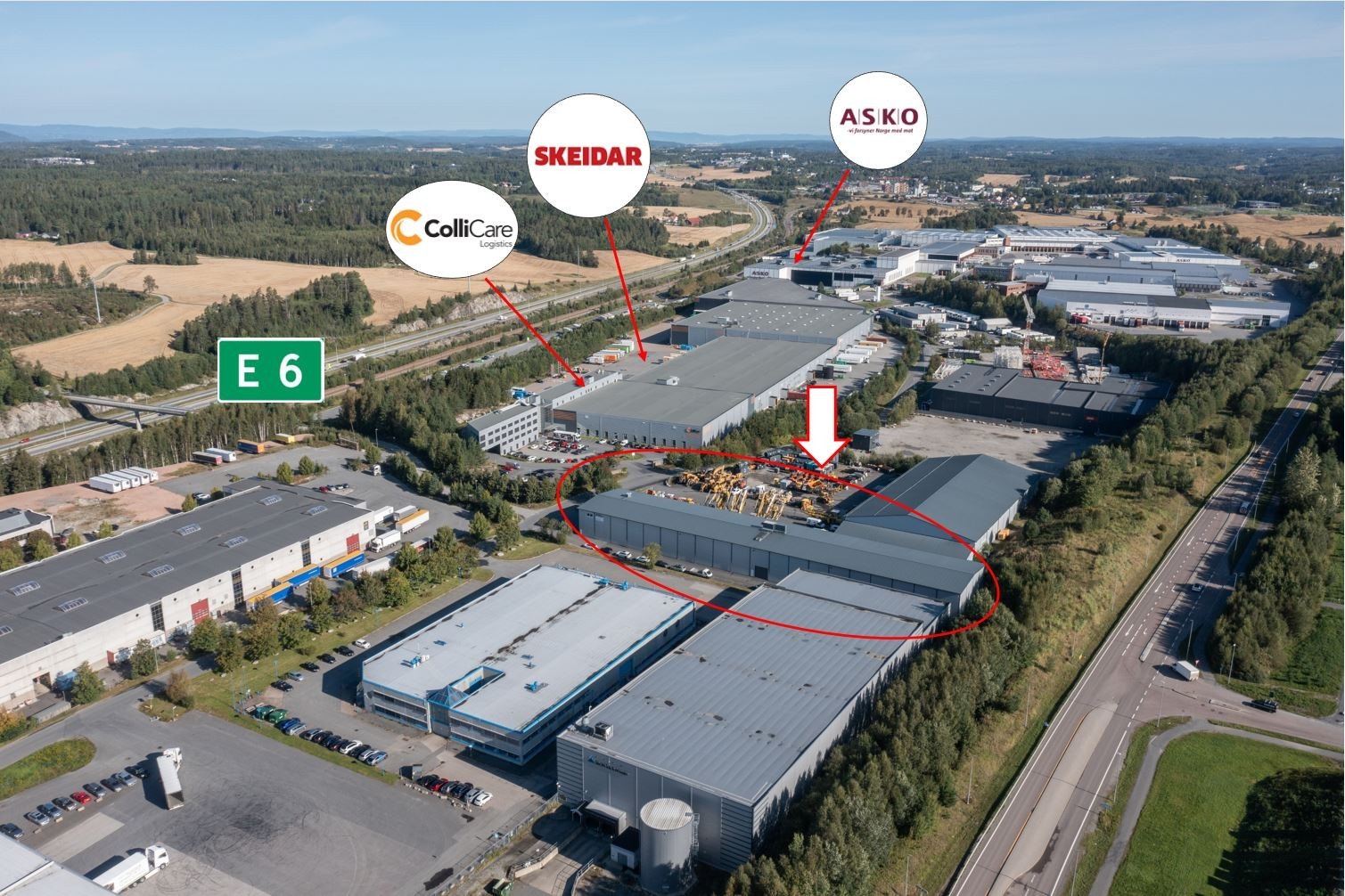 Eiendommen ligger sentralt i veletablerte Deli Skog Næringspark Galleribilde