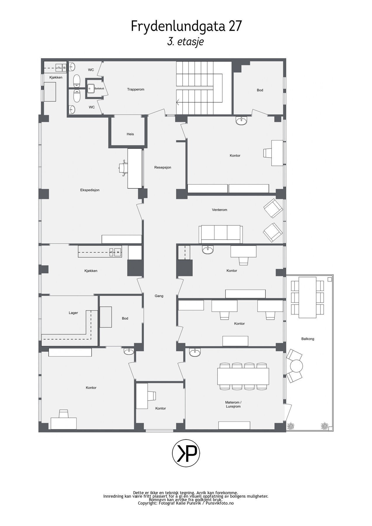 Plantegning Frydenlundgata 27 - 2D - 3etasje Galleribilde