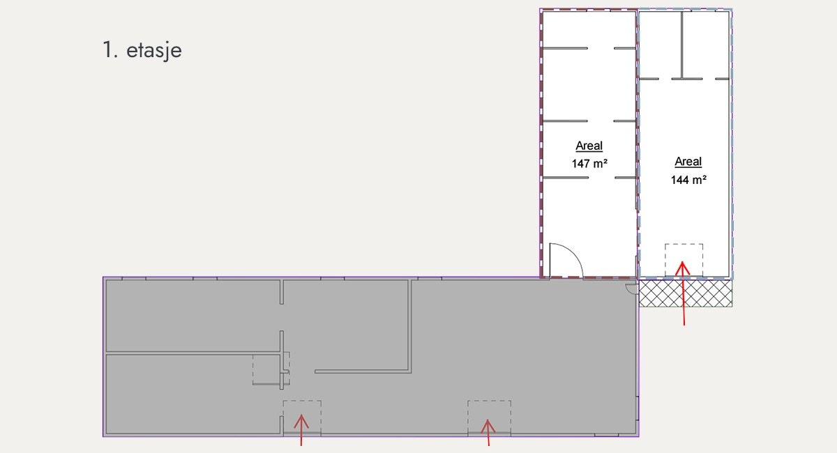 Plantegning - ledig 144 kvm og 147 kvm oppvarmet lager med rampe Galleribilde
